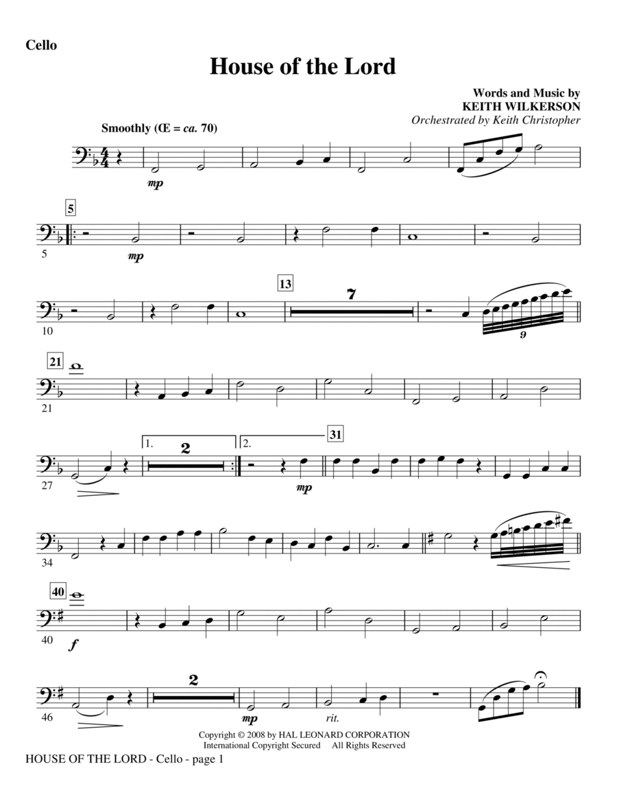 House Of The Lord - Cello Choir scores gallery preview page 1