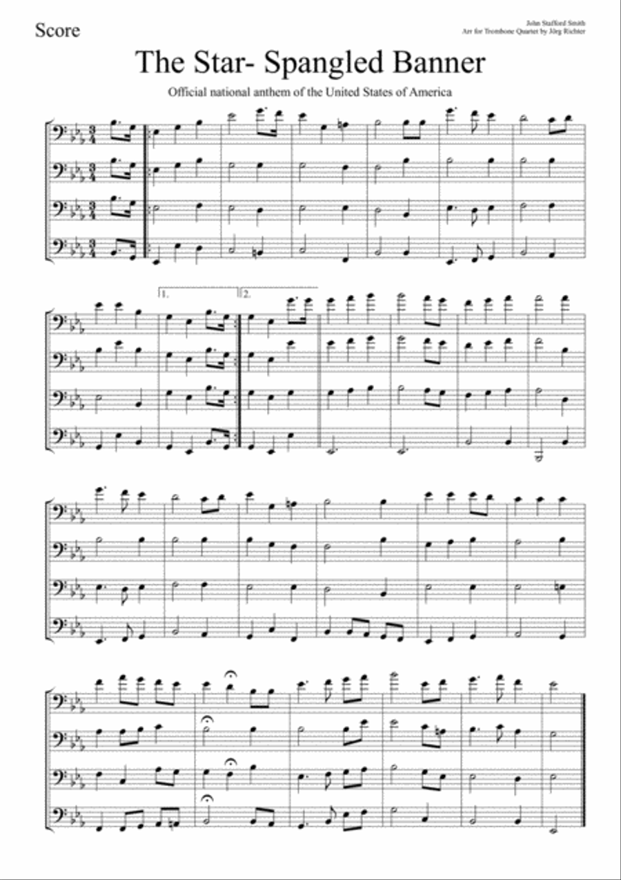 The Star- Spangled Banner for Trombone Quartet Brass Quartet scores gallery preview page 2