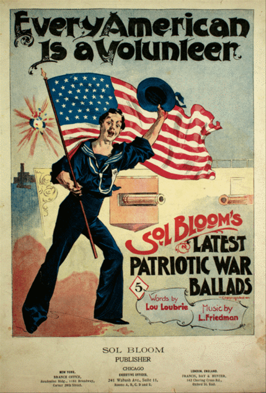 Every American is a Volunteer. Sol. Bloom's Latest Patriotic War Ballads Voice scores gallery preview page 1