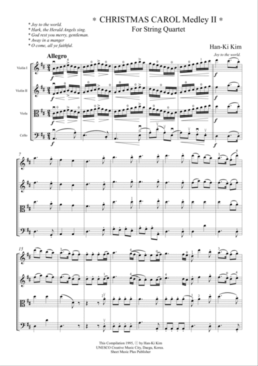 Christmas Carol Medley II (For String Quartet) String Quartet scores gallery preview page 2