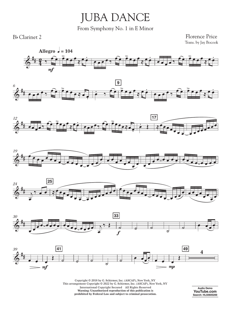 Juba Dance (from Symphony No. 1) - Clarinet 2 in Bb Concert Band scores gallery preview page 1