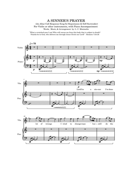 A SINNER'S PRAYER Meditative Instrumental for Violin & Piano image number null