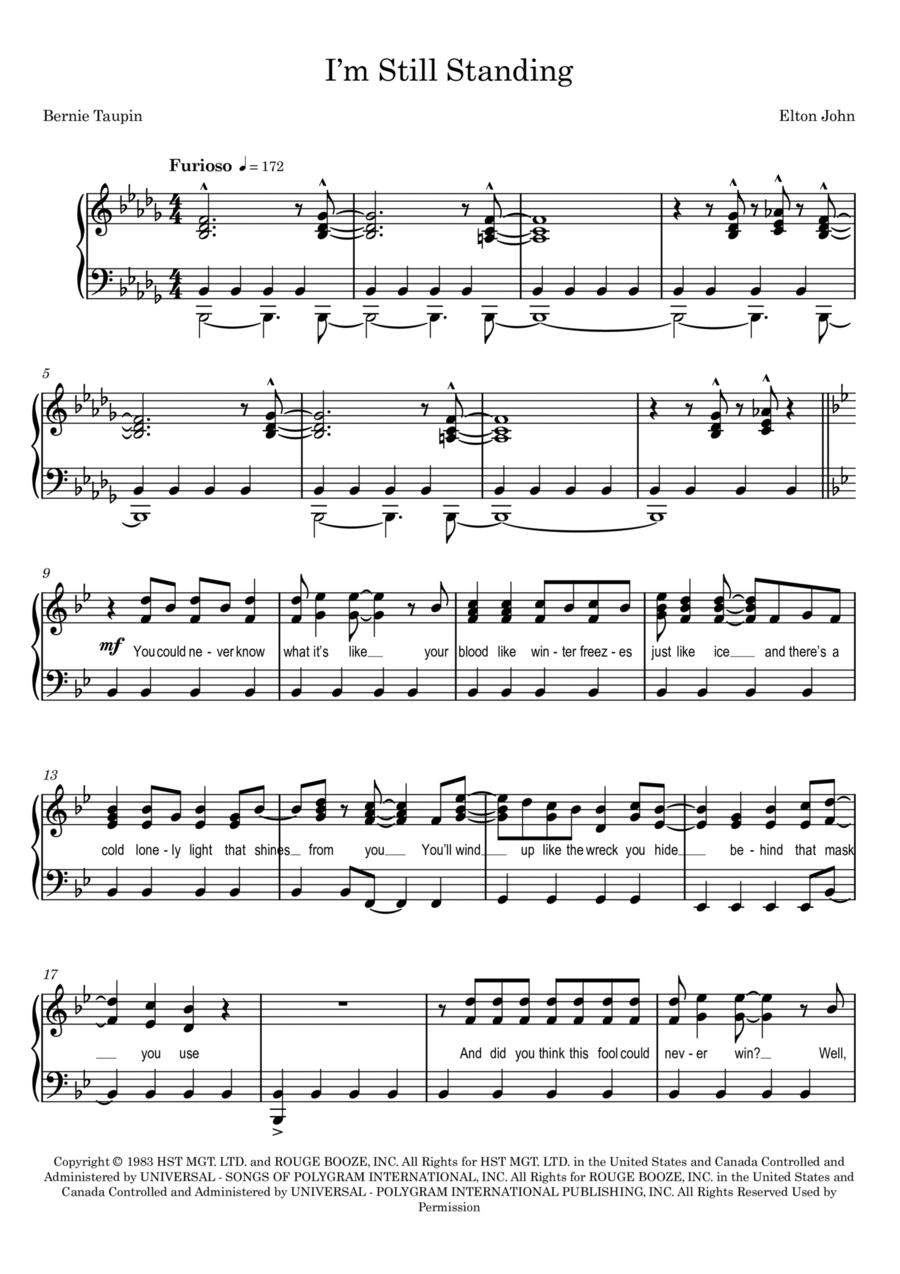 I'm Still Standing Piano Solo scores gallery preview page 1