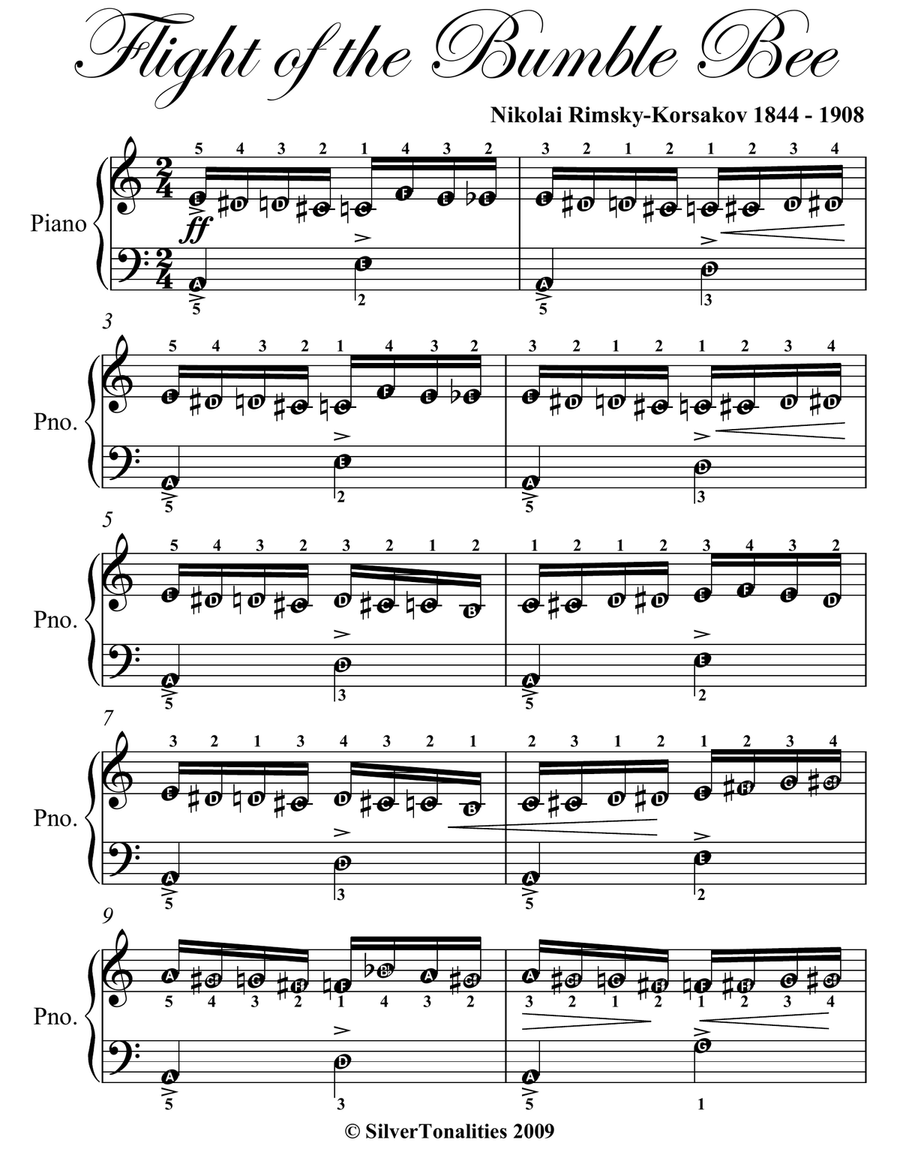 Flight of the Bumble Bee Easy Piano Sheet Music Easy Piano scores gallery preview page 2