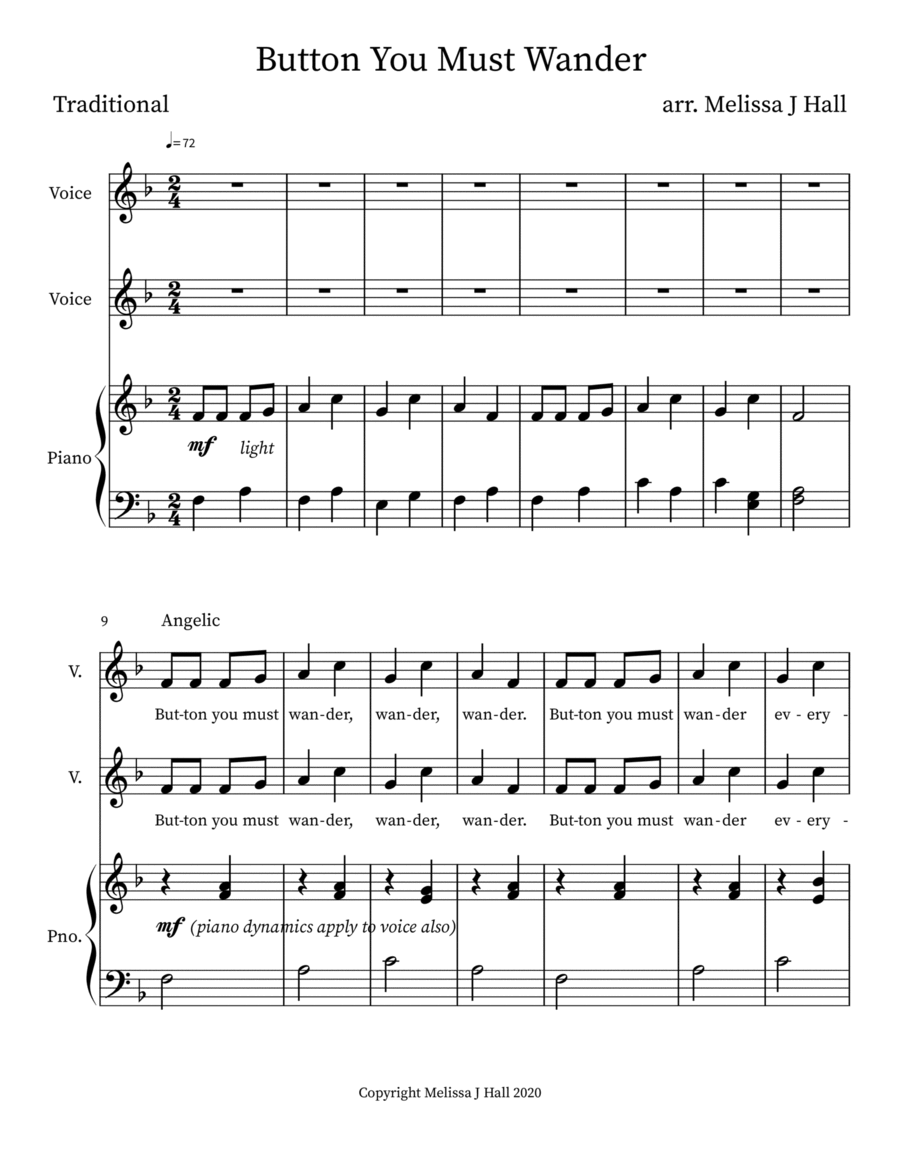 Button You Must Wander Voice scores gallery preview page 1