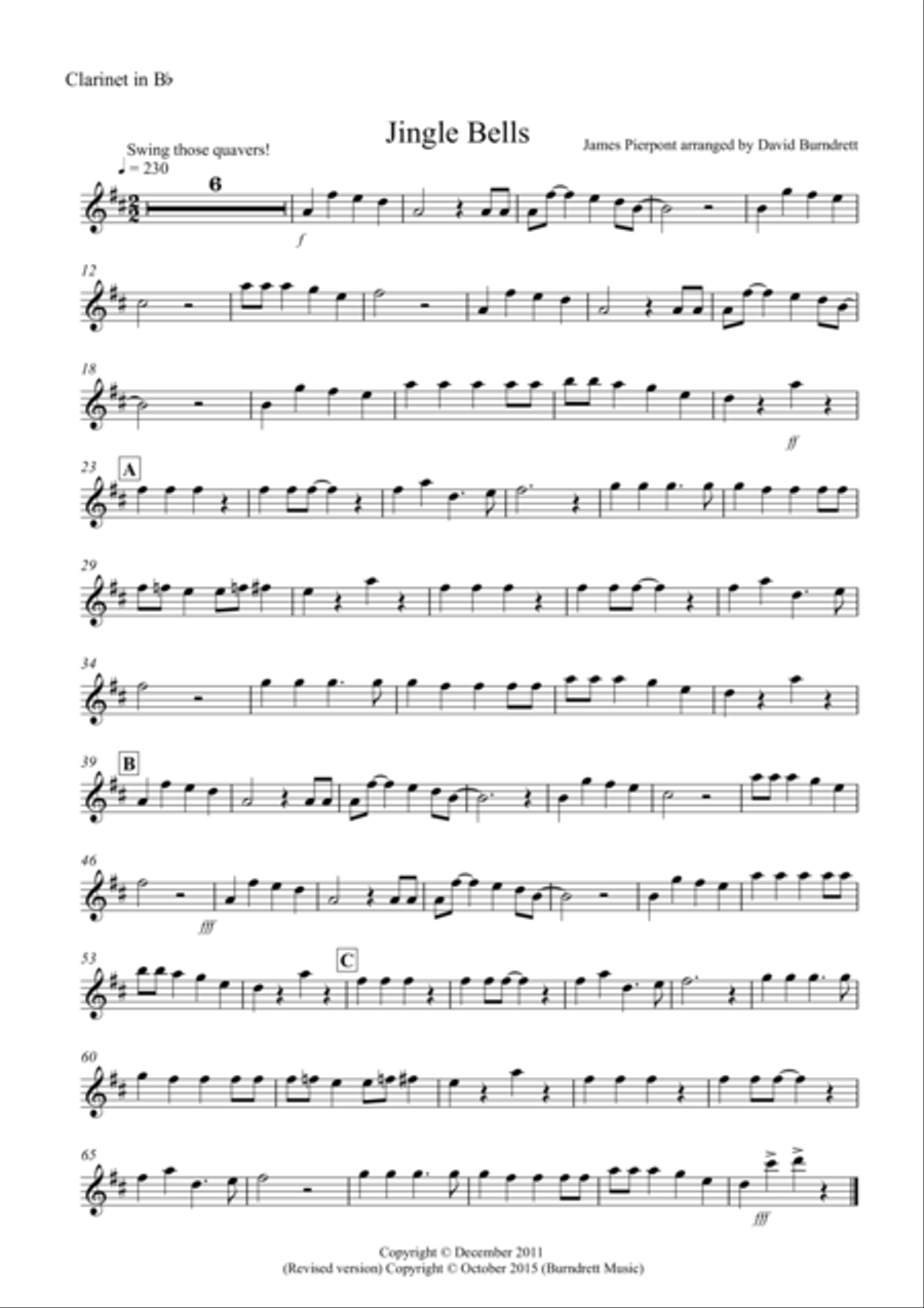 Jingle Bells (Jazzy Style!) for Clarinet and Piano Clarinet Solo scores gallery preview page 4