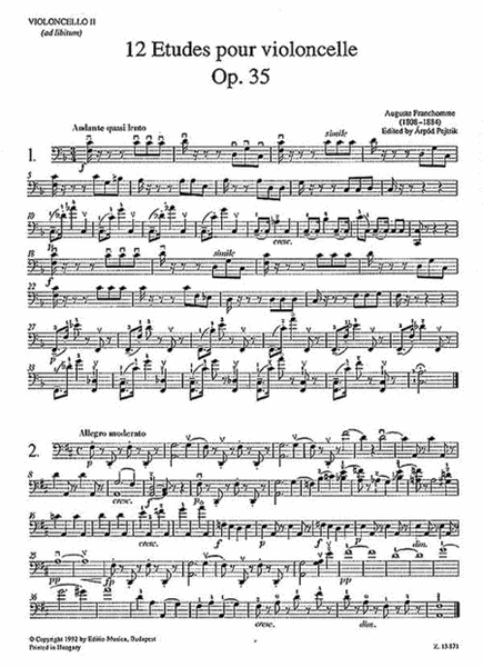 12 Etudes, Op. 35 (Violoncello II ad lib.)