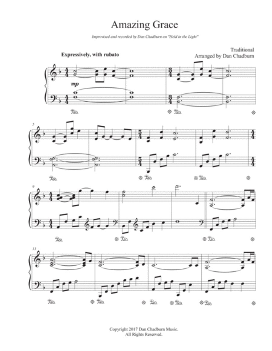 Amazing Grace Piano Solo scores gallery preview page 1