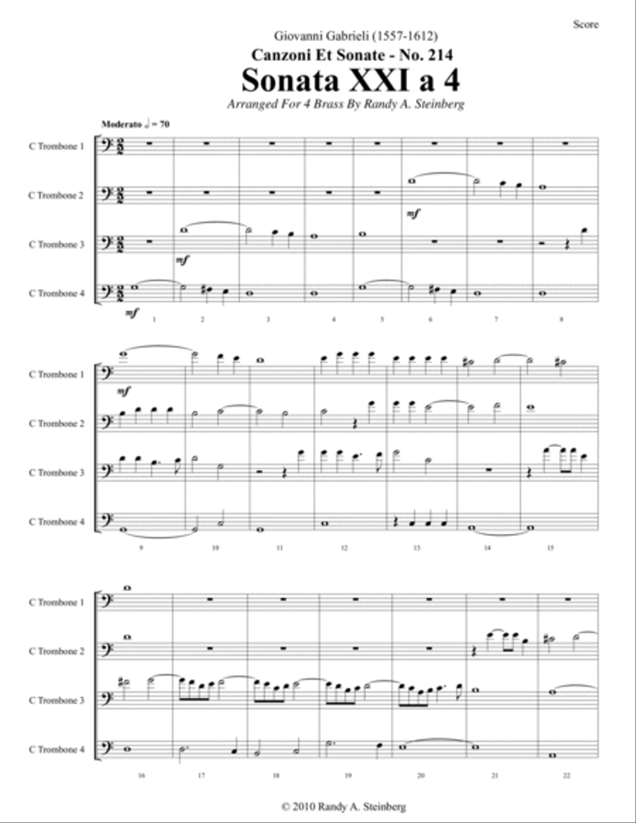 Sonata XXI a 4 - No. 214 Brass Ensemble scores gallery preview page 4