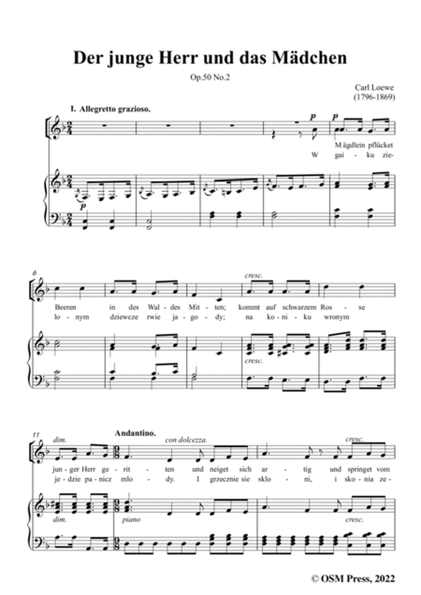 Loewe-Der junge Herr und das Mädchen,in F Major,Op.50 No.2,for Voice and Piano
