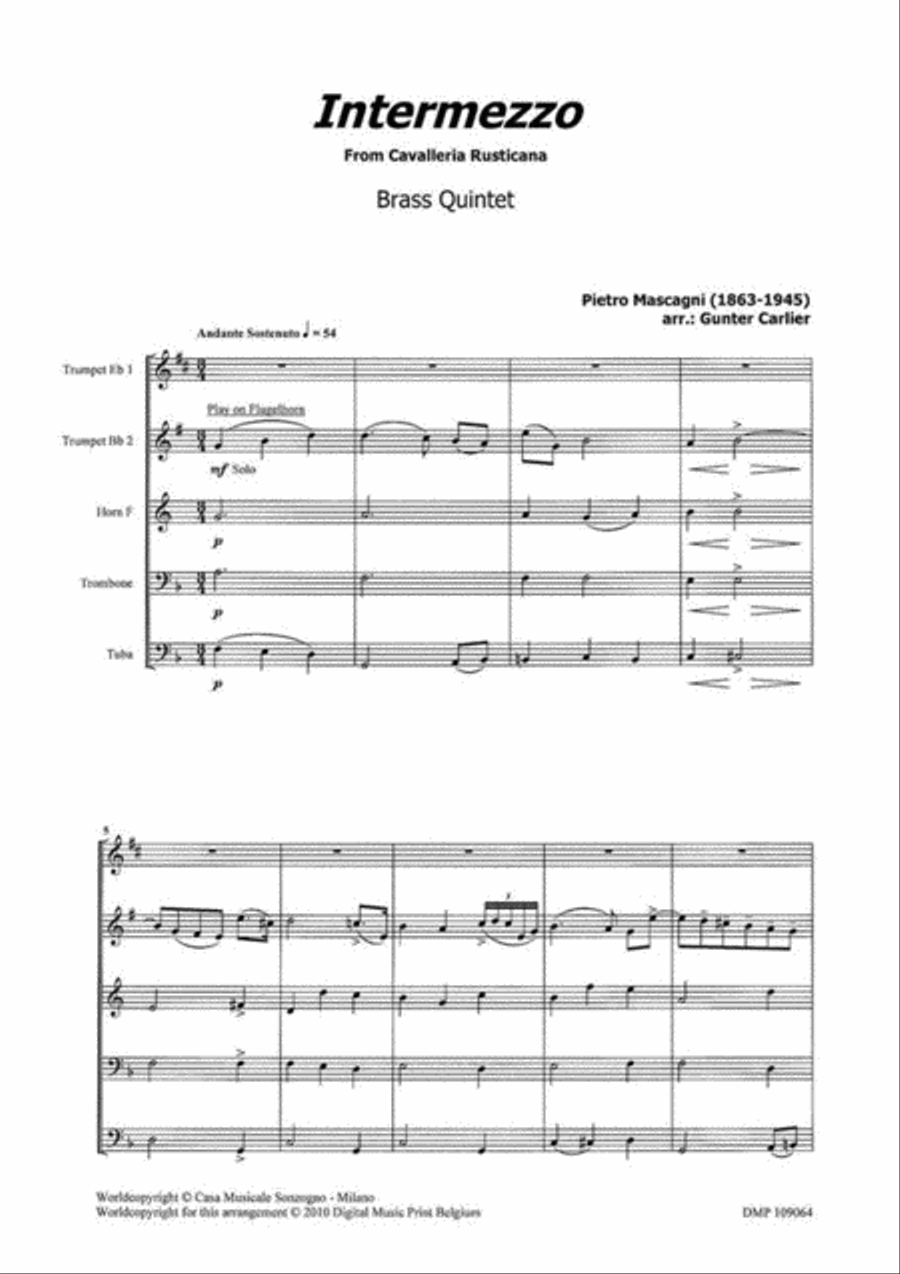 Intermezzo Uit Cavalleria Rusticana Brass Quintet scores gallery preview page 2