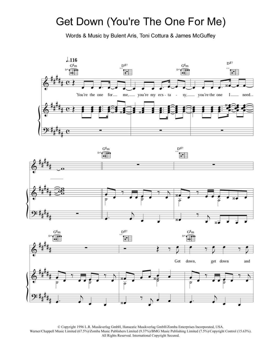 Get Down (You're The One For Me) Acoustic Guitar scores gallery preview page 1