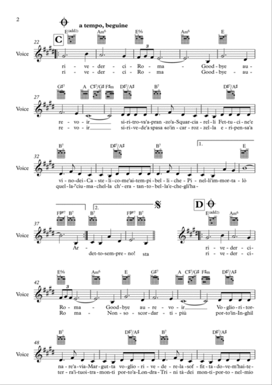 Arrivederci Roma (goodbye To Rome) Piano scores gallery preview page 2