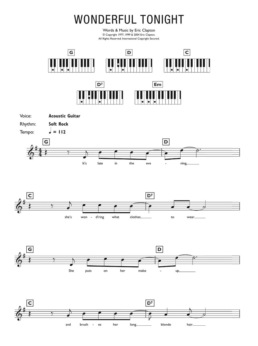 Wonderful Tonight Wonderful Tonight Piano Solo scores gallery preview page 1