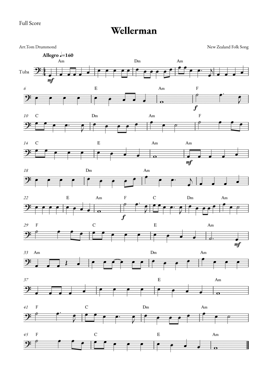 Wellerman Tuba scores gallery preview page 1