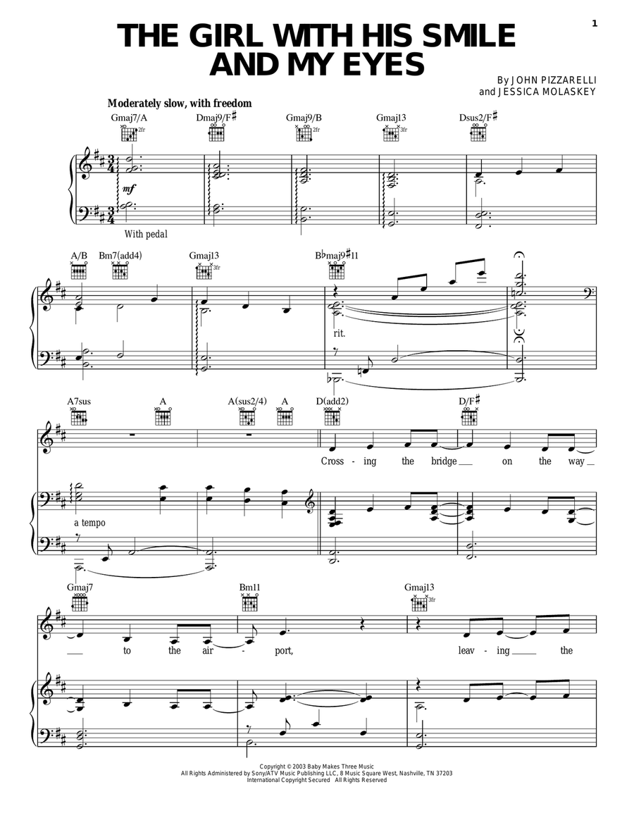 The Girl With His Smile And My Eyes Piano, Vocal, Guitar scores gallery preview page 1
