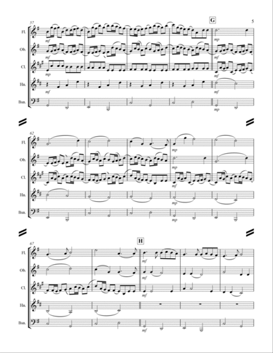 Pachelbel - Canon in D Major (for Woodwind Quintet) Woodwind Quintet scores gallery preview page 6