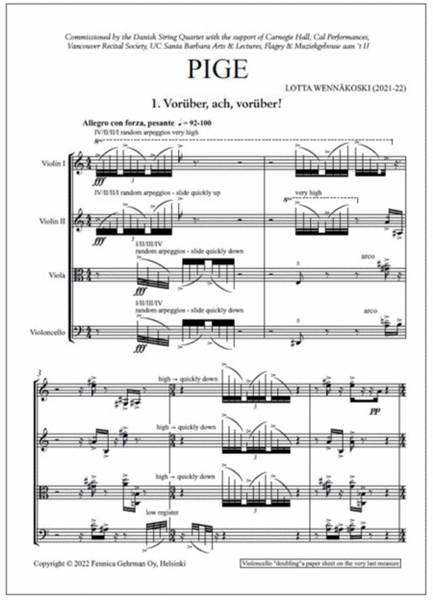 Pige for string quartet - Score & parts