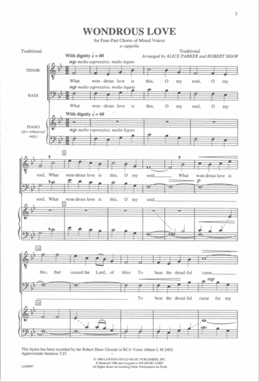 Wondrous Love Wondrous Love 4-Part scores gallery preview page 2
