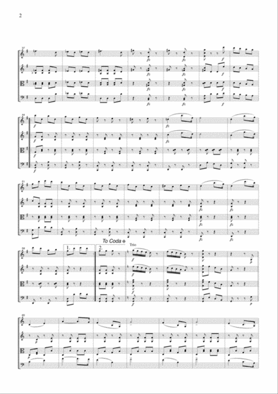 J.Strauss Thunder and Lightning Polka, for string quartet, CS111 String Quartet scores gallery preview page 2