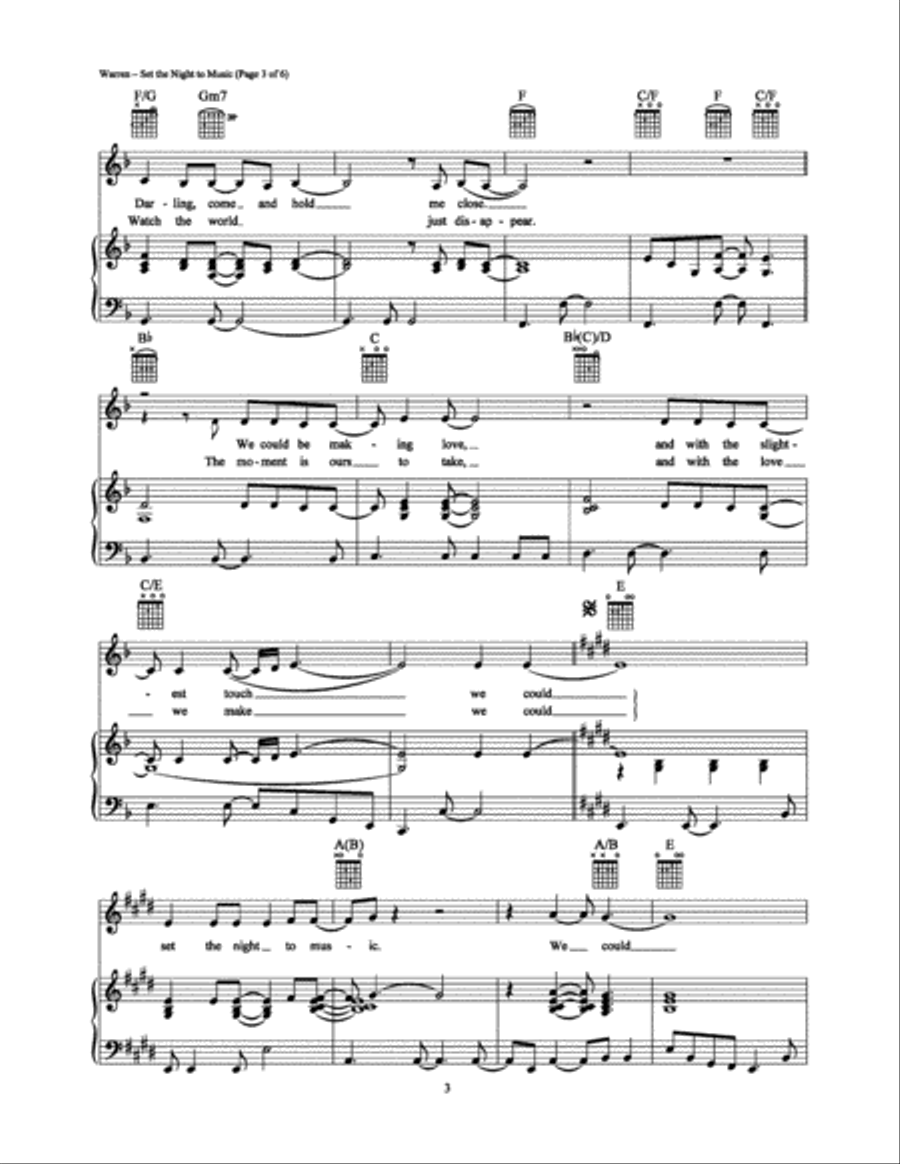 Set The Night To Music Set The Night To Music Piano, Vocal, Guitar scores gallery preview page 3