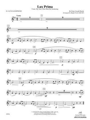 Lux Prima (Come, My Soul, Thou Must Be Awakening): E-flat Alto Saxophone