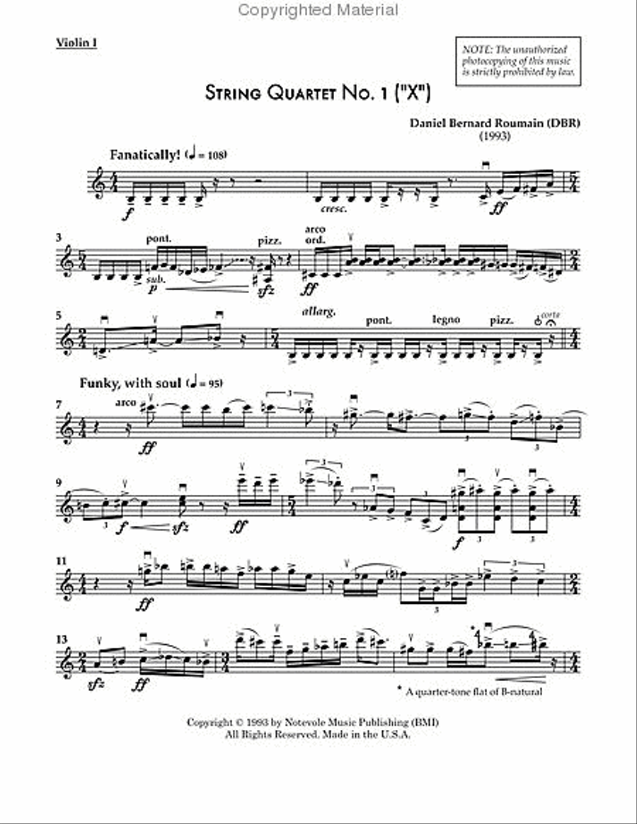 String Quartet No. 1: X (parts) String Quartet scores gallery preview page 2