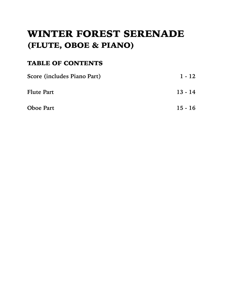 Winter Forest Serenade (Trio for Flute, Oboe and Piano) Winter Forest Serenade (Trio for Flute, Oboe and Piano) Small Ensemble scores gallery preview page 4
