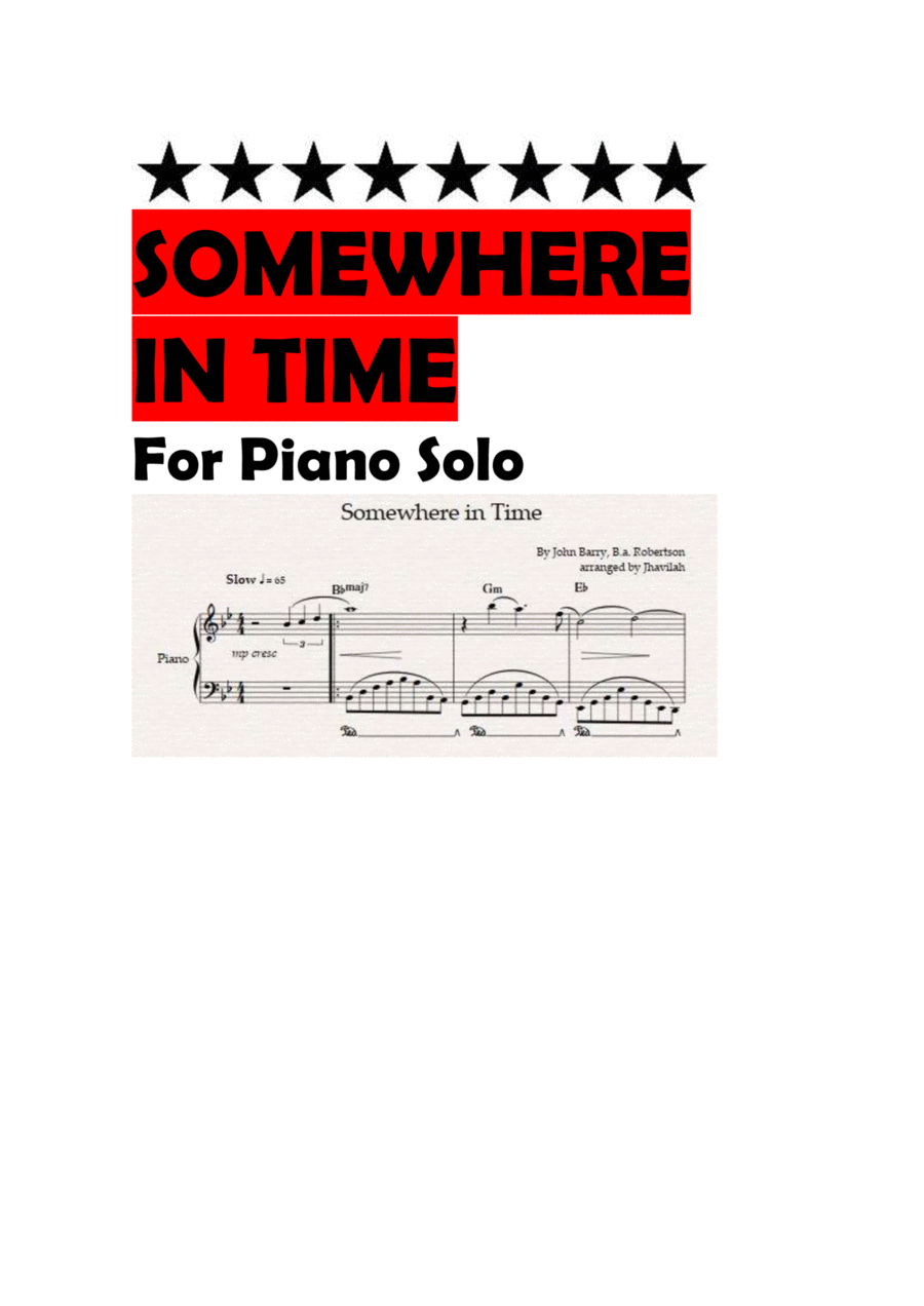 Somewhere In Time Easy Piano scores gallery preview page 1