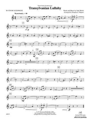 Transylvanian Lullaby: B-flat Tenor Saxophone