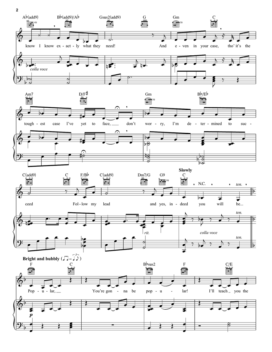 Popular (from Wicked) Piano, Vocal, Guitar scores gallery preview page 2
