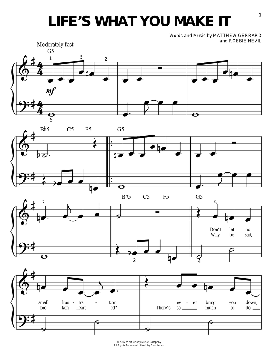 Life's What You Make It Easy Piano scores gallery preview page 1