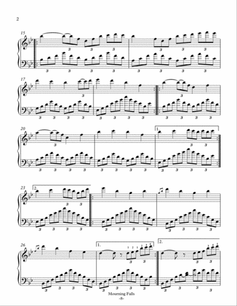 Mourning Falls Piano Solo scores gallery preview page 2