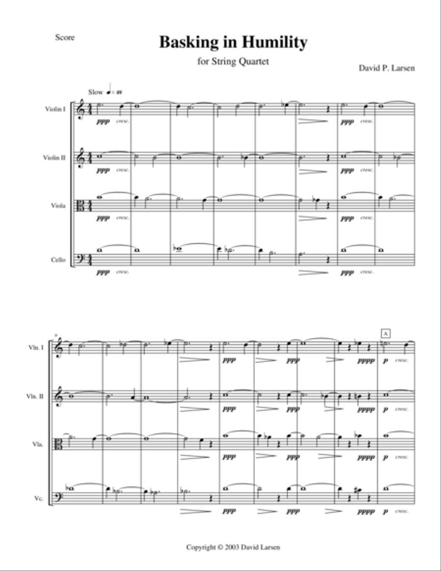 Basking in Humility String Quartet scores gallery preview page 2