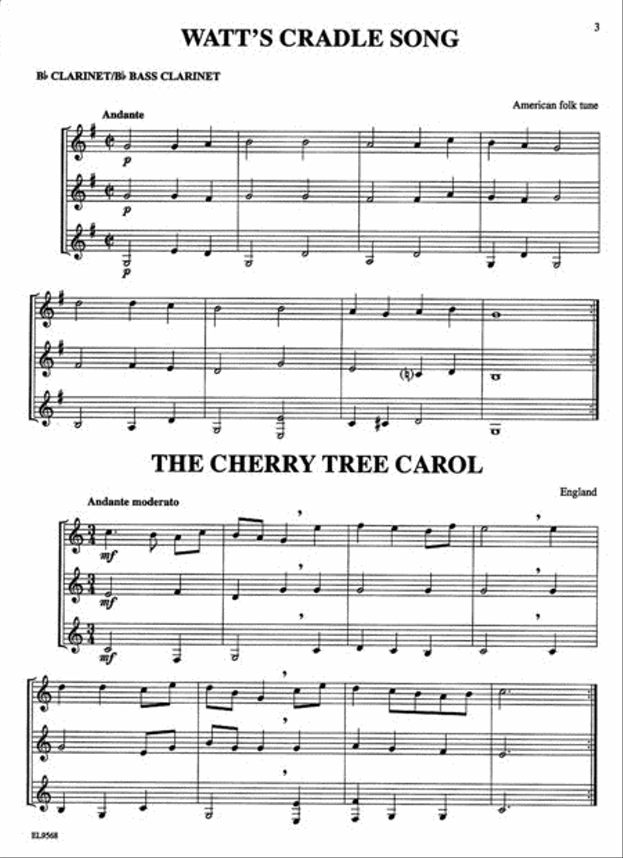 Christmas Trios For All (Bb Clarinet, Bass Clarinet) Small Ensemble scores gallery preview page 2