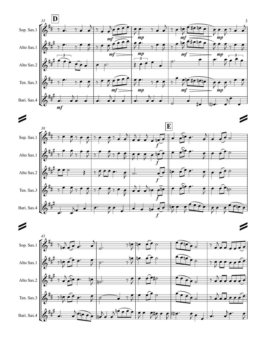 Merry Christmas, Darling Saxophone Quartet scores gallery preview page 4