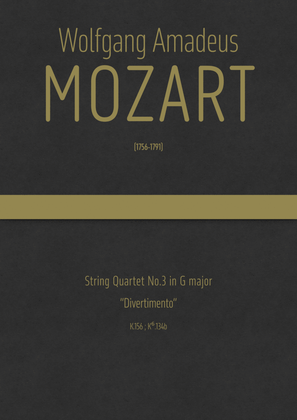 Book cover for Mozart - String Quartet No.3 in G major, K.156 ; K⁶.134b