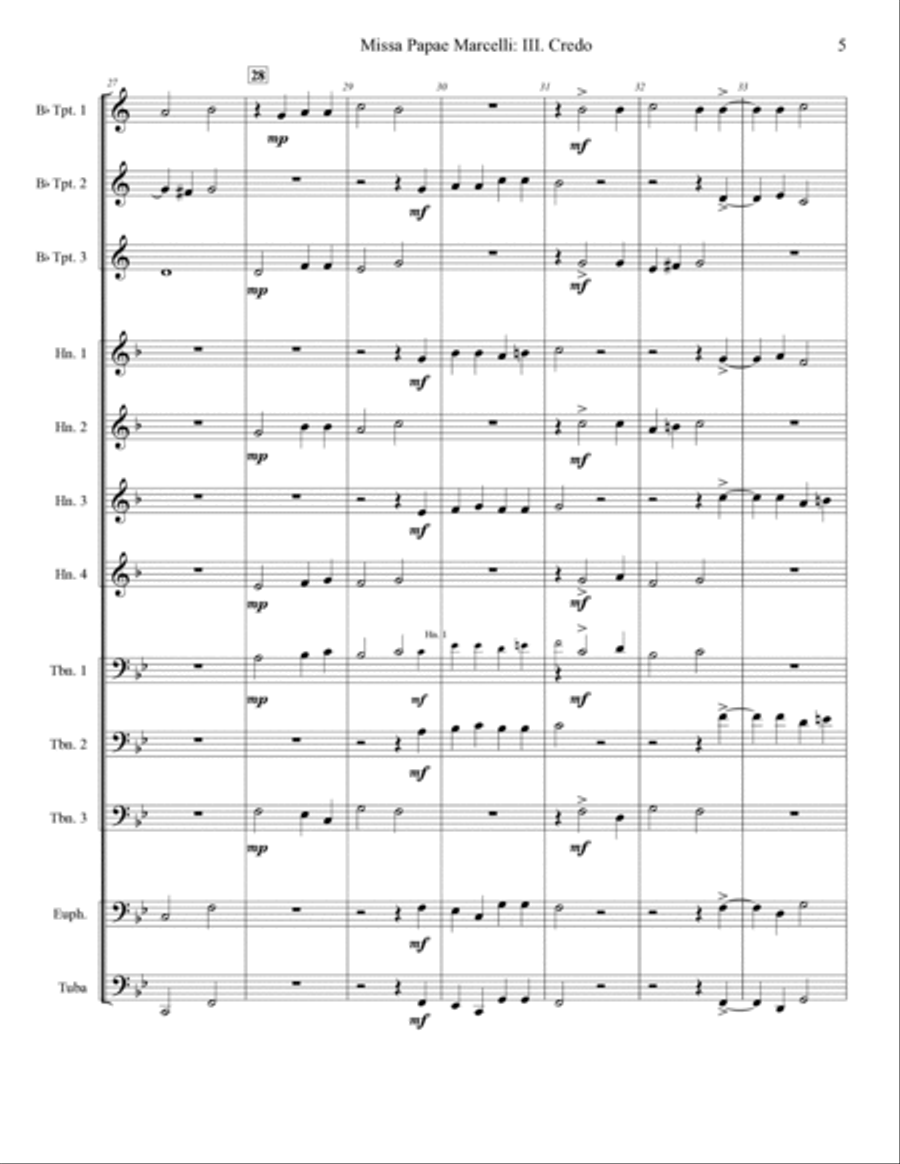 Missa Papae Marcelli - III. Credo Brass Band scores gallery preview page 5