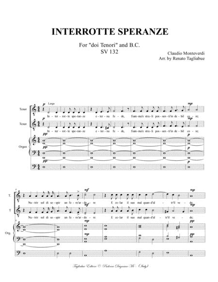 INTERROTTE SPERANZE - C. Monteverdi - SV 132 - For TT (Choir) and Organ image number null
