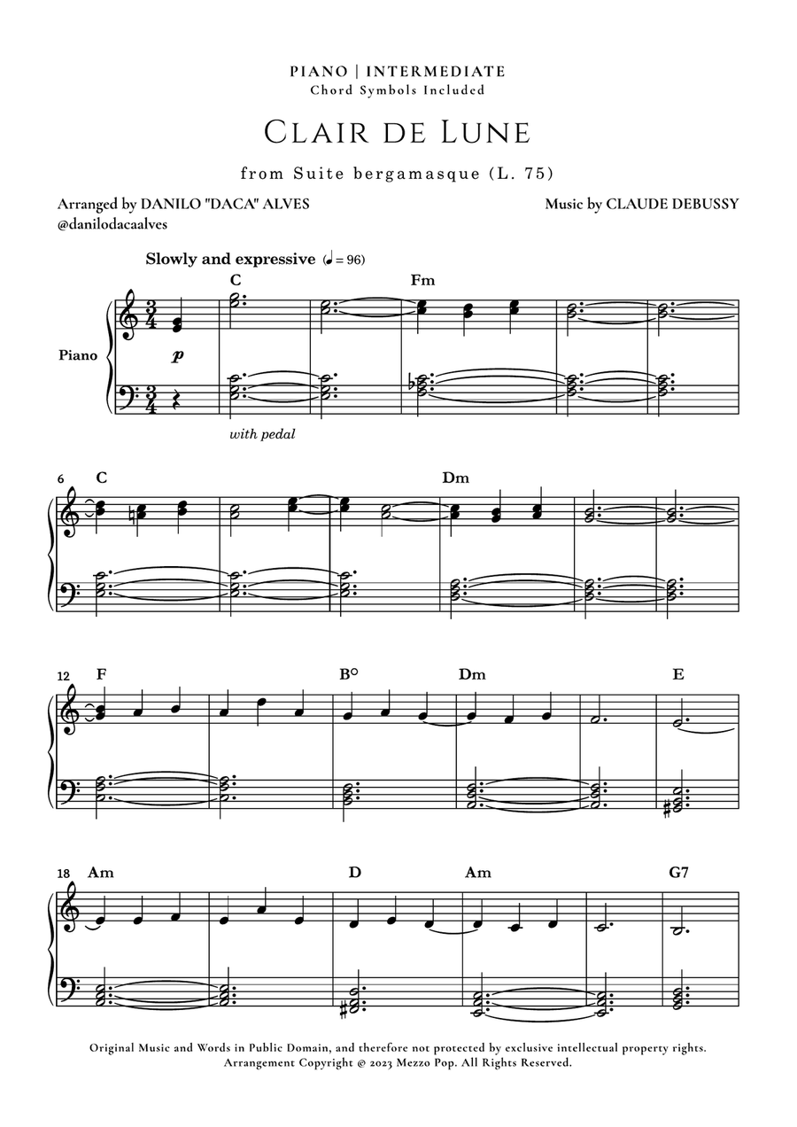 Clair de Lune Piano Solo scores gallery preview page 1