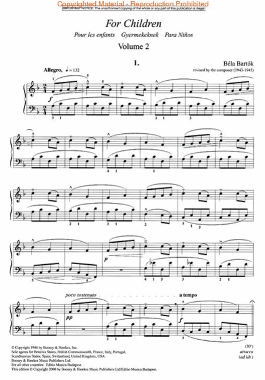 Bartók – For Children, Volume 2 Piano Solo scores gallery preview page 2