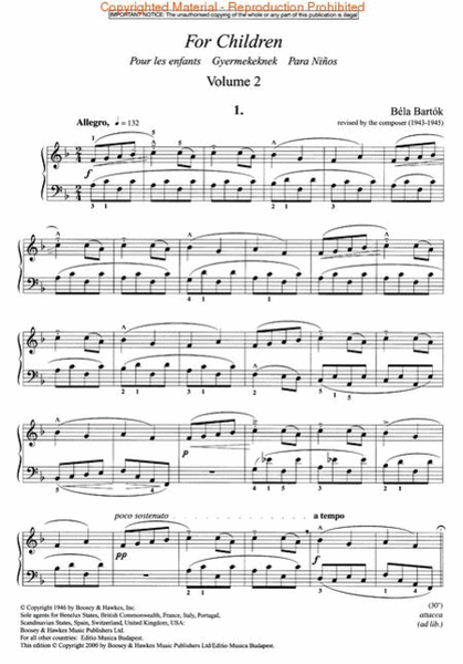 Bartók – For Children, Volume 2