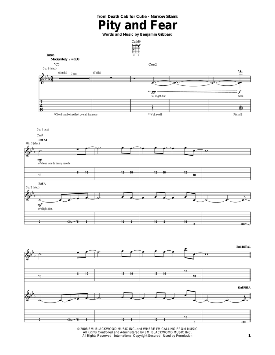 Pity And Fear Pity And Fear Acoustic Guitar scores gallery preview page 1