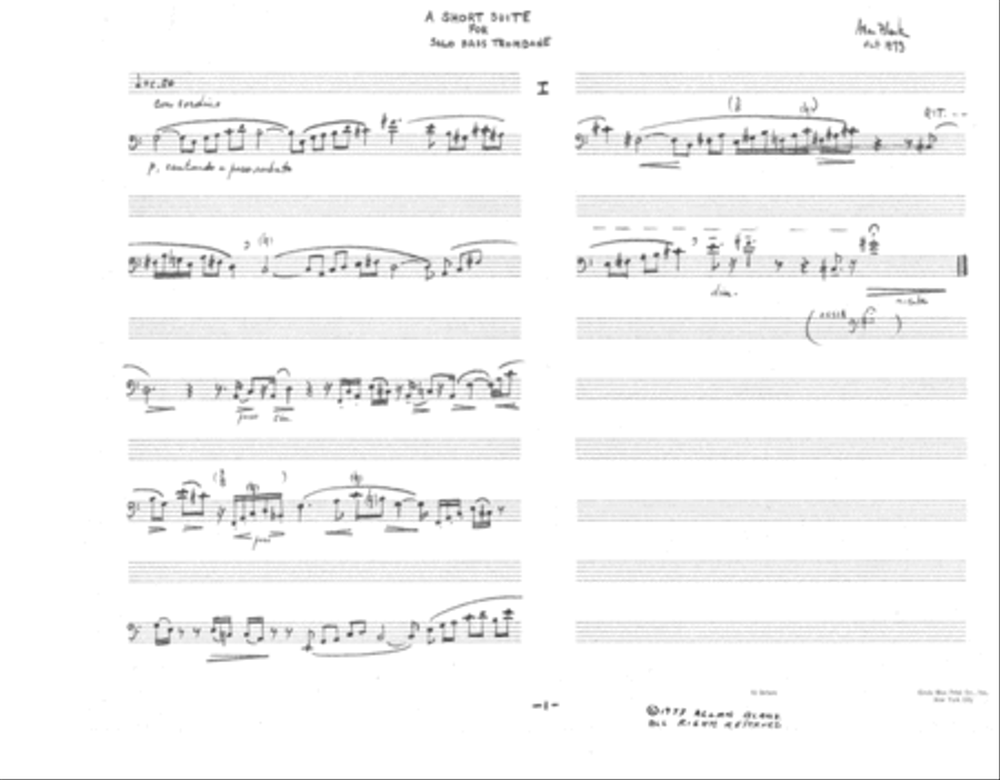 [Blank] A Short Suite for Solo Bass Trombone Bass Trombone scores gallery preview page 2