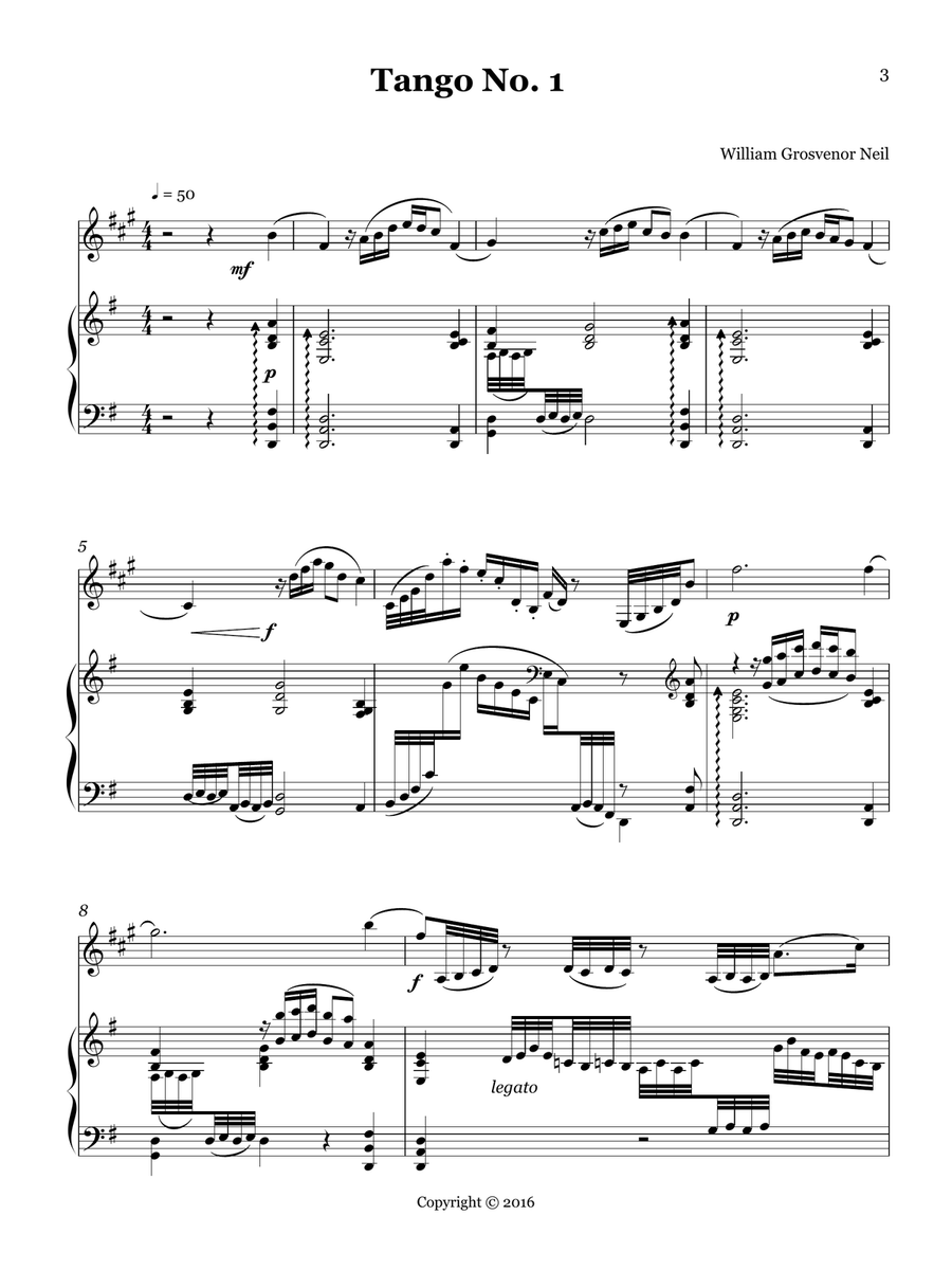 Three Tangos for Bb Clarinet and Piano Woodwind Duet scores gallery preview page 4