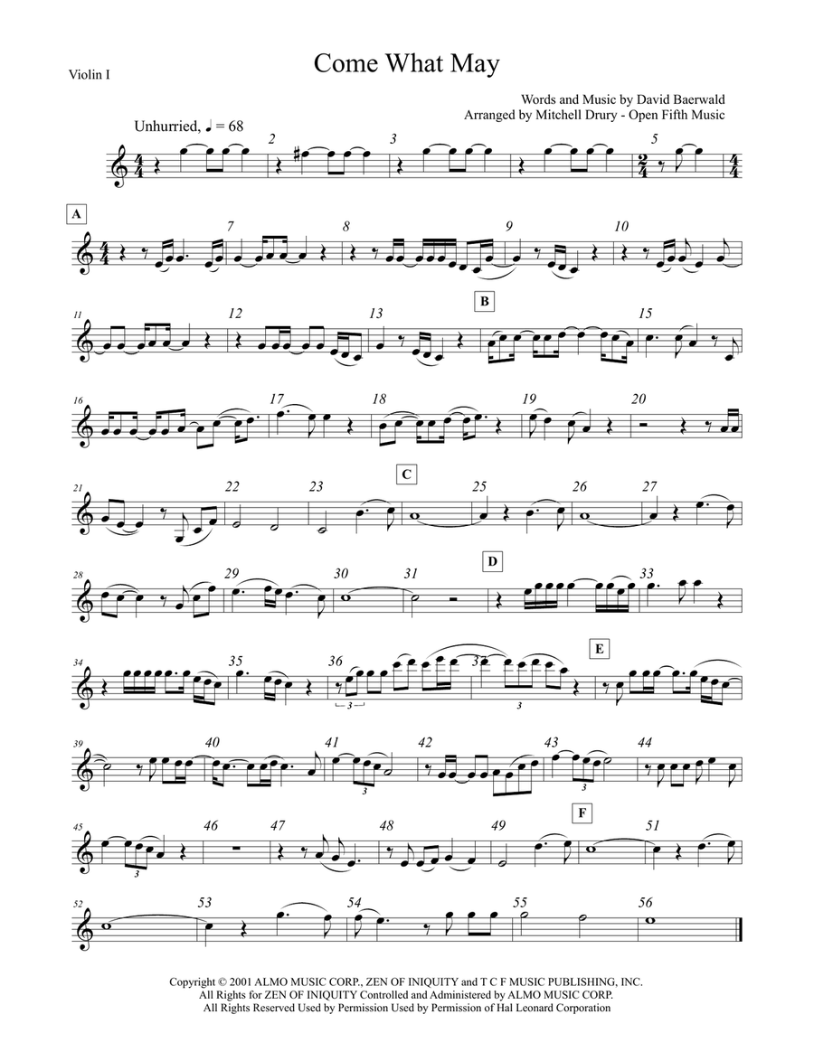 Come What May String Quartet scores gallery preview page 1