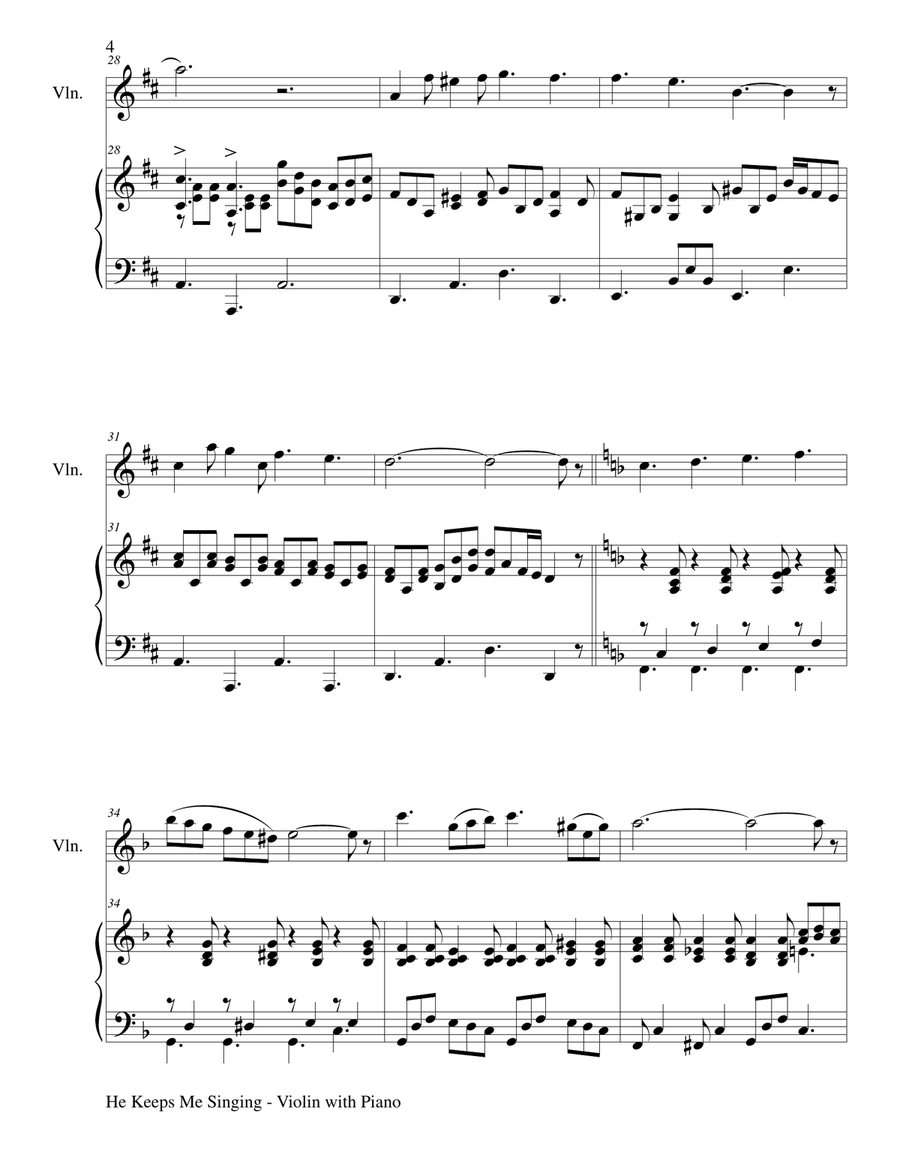 3 GOSPEL HYMN FAVORITES (For Violin & Piano with Score/Parts) Violin Solo scores gallery preview page 5