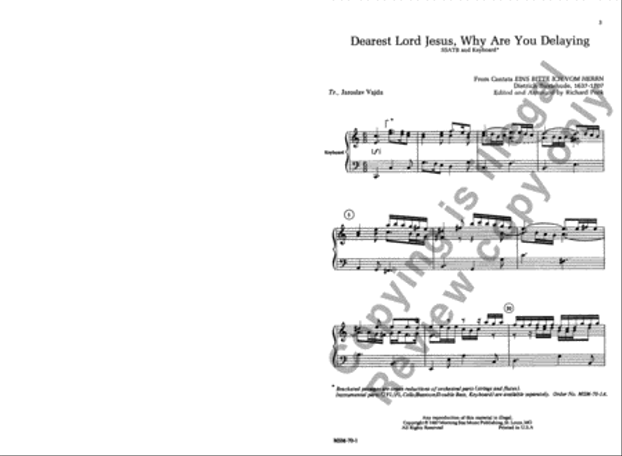 Dearest Lord Jesus, Why Are You Delaying (Choral Score)