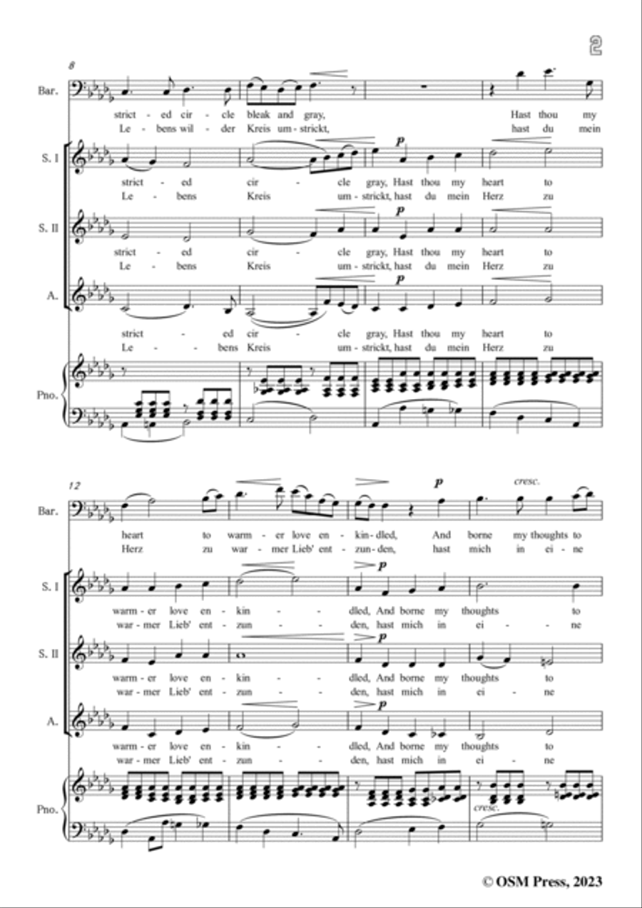 Schubert-An die Musik,D.547,for Baritone,Female Chorus & Piano Women's Choir scores gallery preview page 3