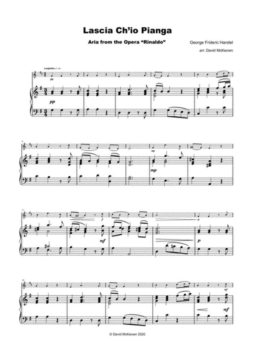 Lascia Ch'io Pianga, Aria from Rinaldo, by G F Handel, for Cor Anglais and Piano